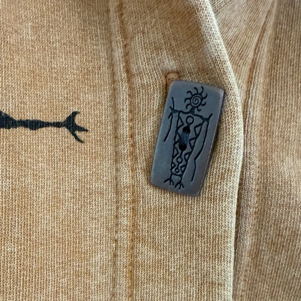 Bfofo vintage unique Tan Vest with Black Tribal Print - Picture 4 of 9